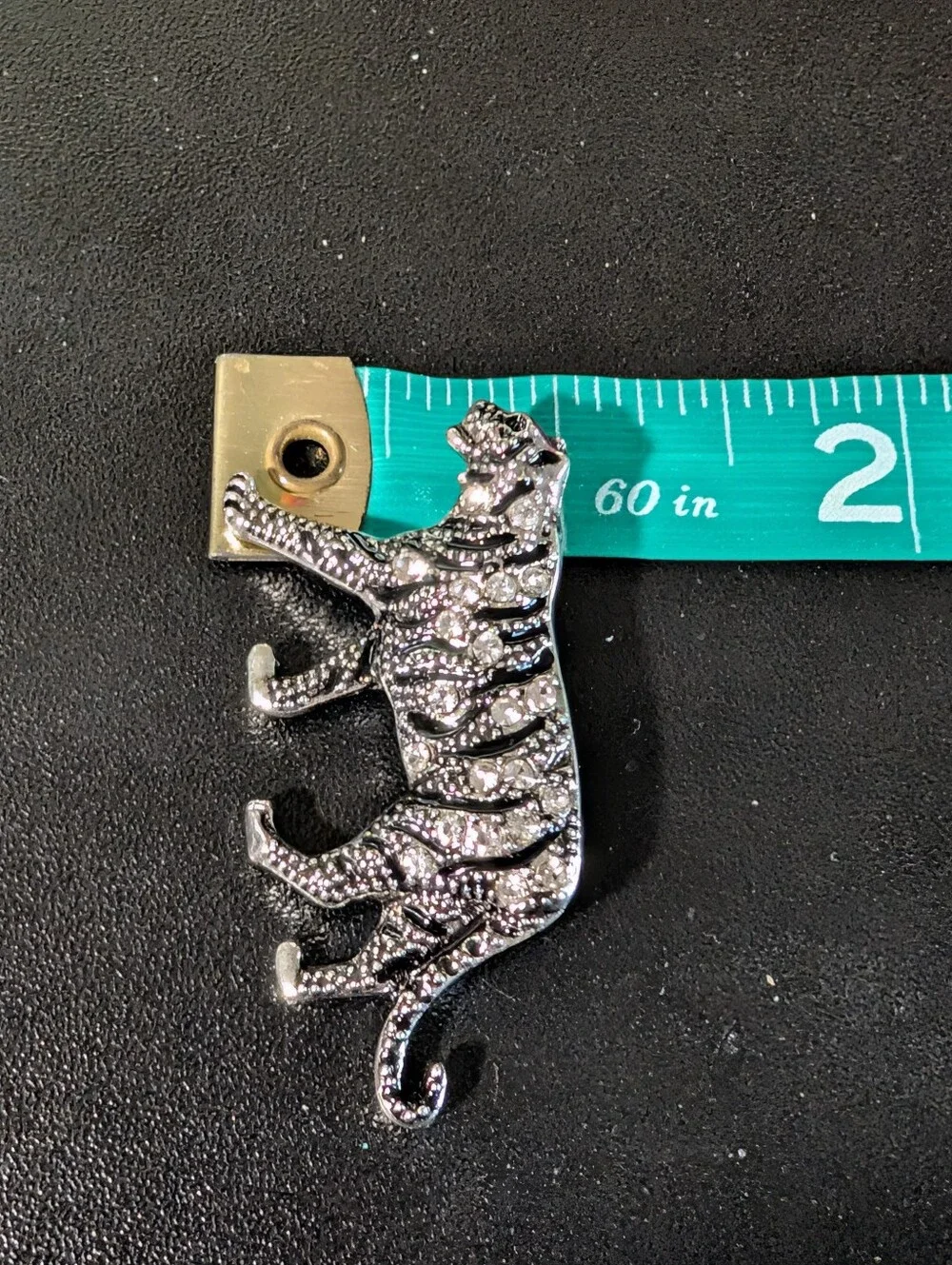 Rhinestone Tiger Brooch - Silver Crystal Animal Pin